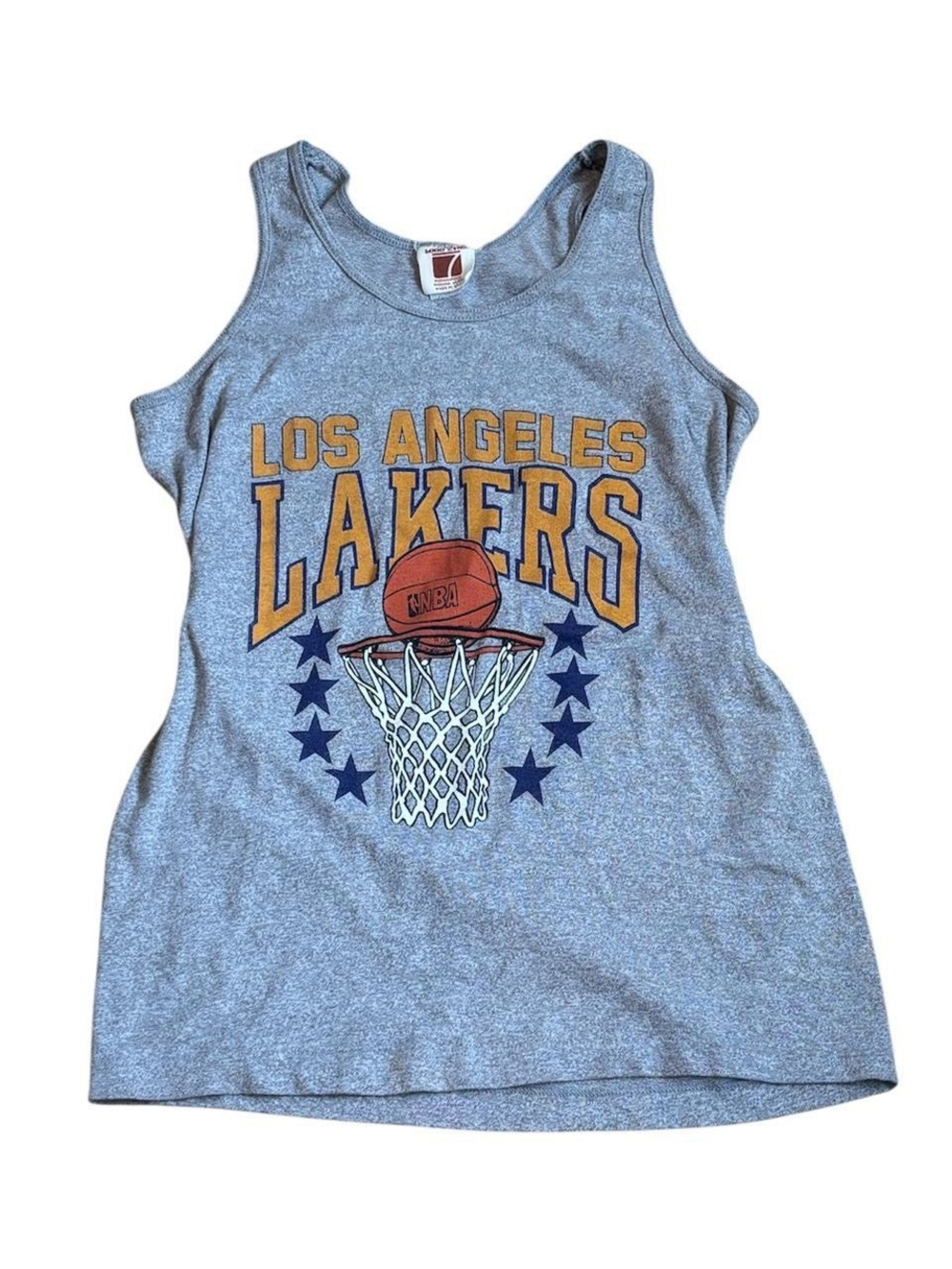 LOGO 7 Gray Los Angeles Lakers Graphic Tank with Gold and Blue Print
